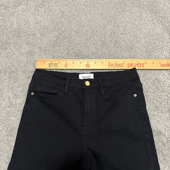 Frame Women's Button Closure Five Pocket Flare Leg Pants Black Size 27 - Picture 4 of 5